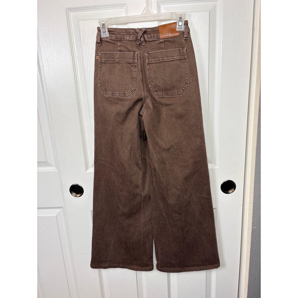 Judy Blue Box of Chocolates Retro Wide Jeans High Rise Brown Size 0/24 Stretch - Picture 4 of 16